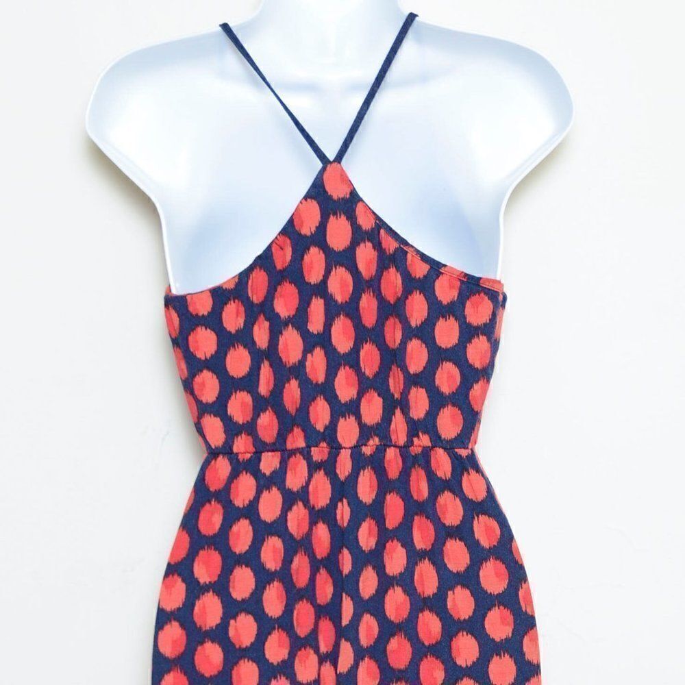 Gap Abstract Polka Dot Navy Orange Maxi Dress - Picture 3 of 6